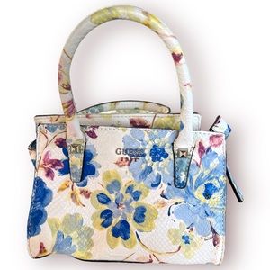 Guess Blue Floral Mini Satchel - Stunning Crocodile Effect - Super Cute Bag